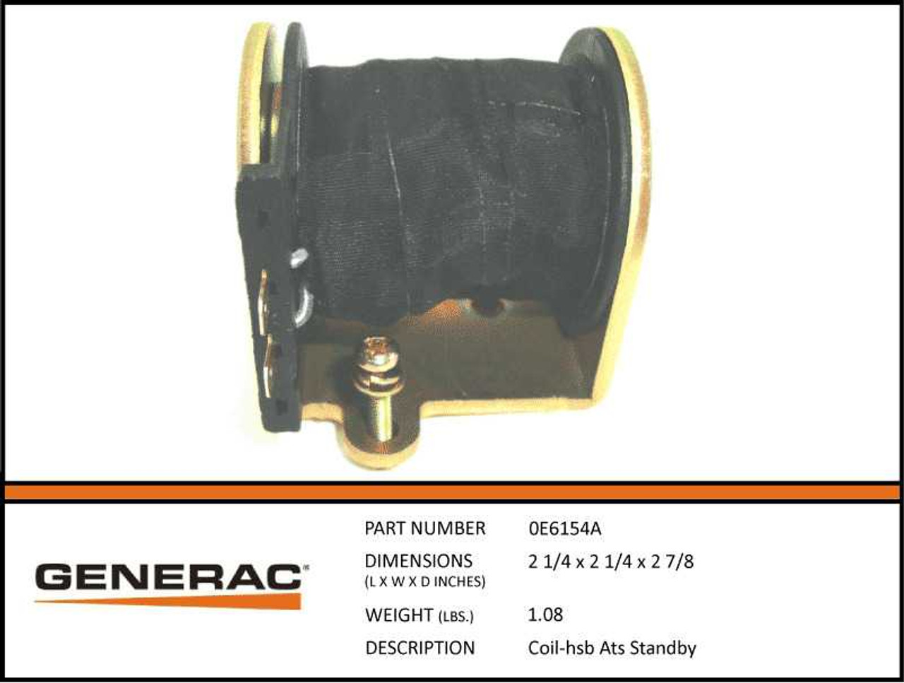 Generac 0E6154A Standby Lower Solenoid Coil for Generator