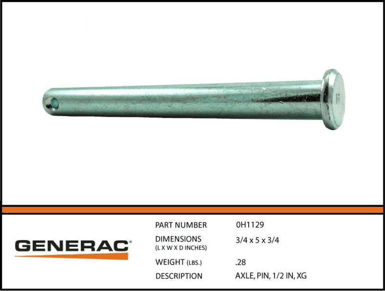 Generac 0H1129 Pin Axle