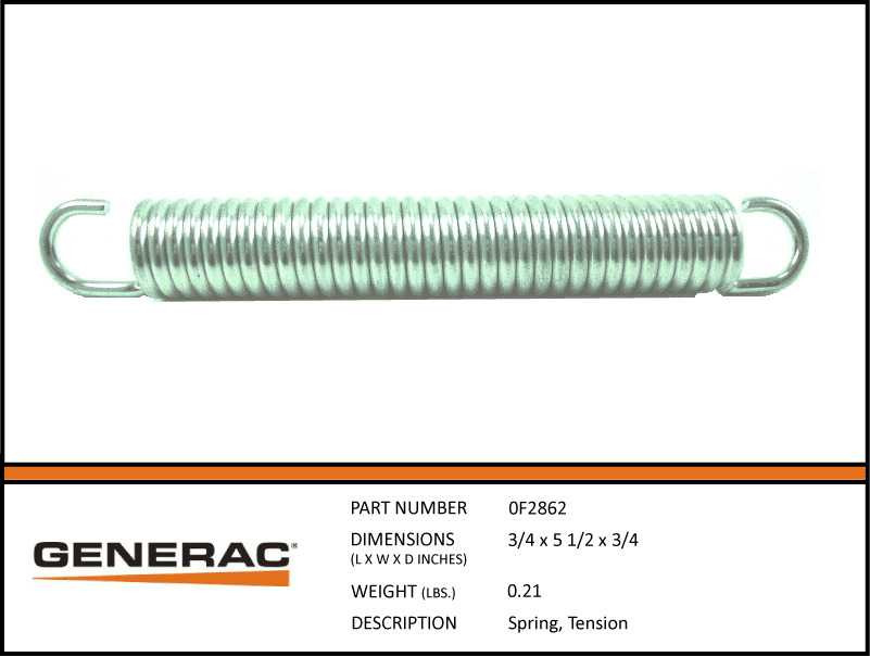 Generac 0F2862 Tension Spring with specs