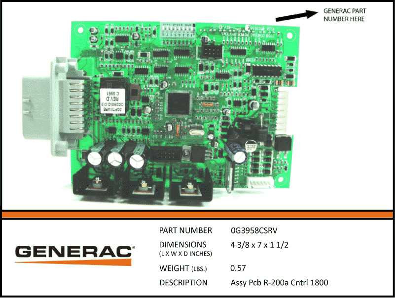 Generac 0G3958CSRV R200A Control Board Assembly PCB 1800 RPM