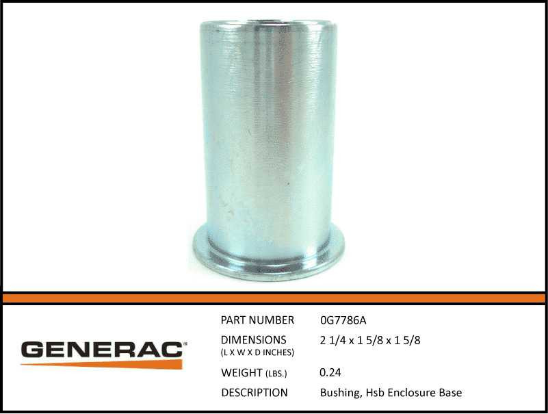 Generac 0G7786A HSB Enclosure Base Bushing with specs