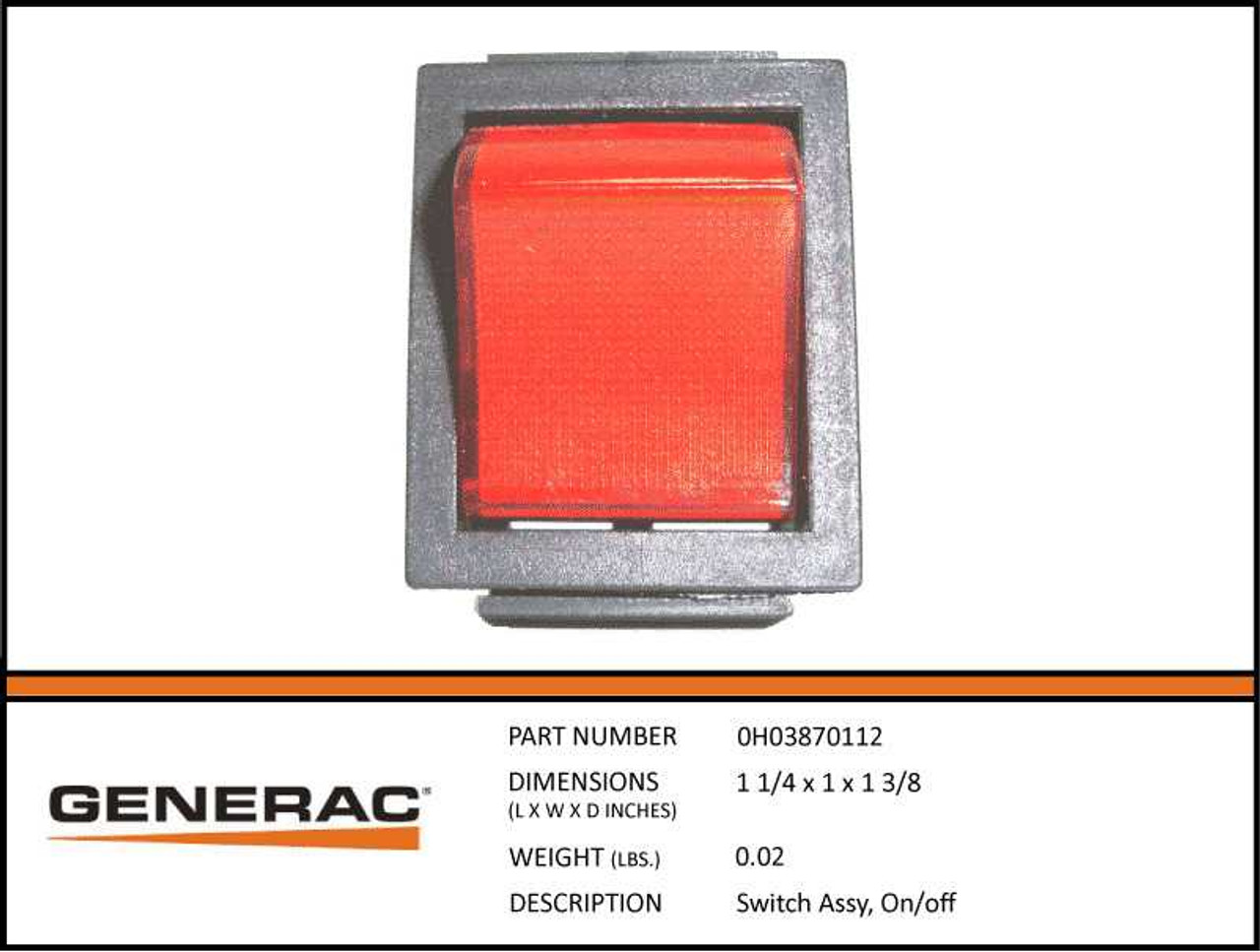 Generac 0H03870112 On/Off Switch Assembly