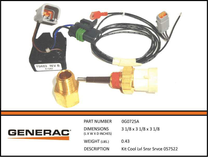Generac 0G0725A Coolant Level Sensor Kit with specs