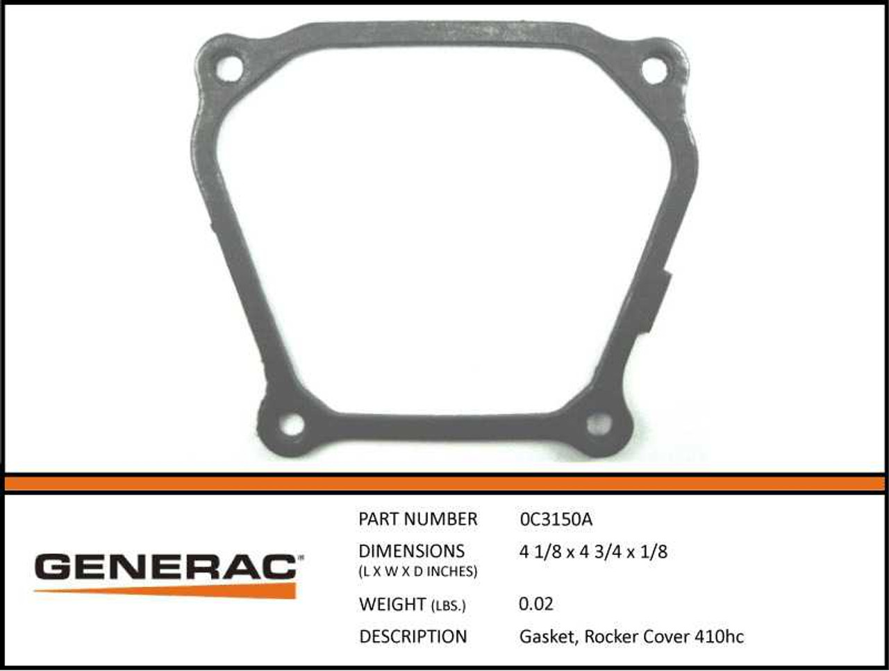 Generac 0C3150A Gasket Rocker Cover