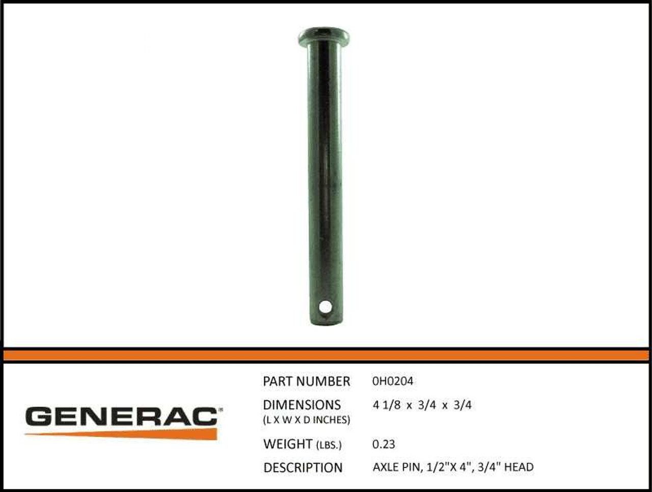 Generac 0H0204 Axle Pin