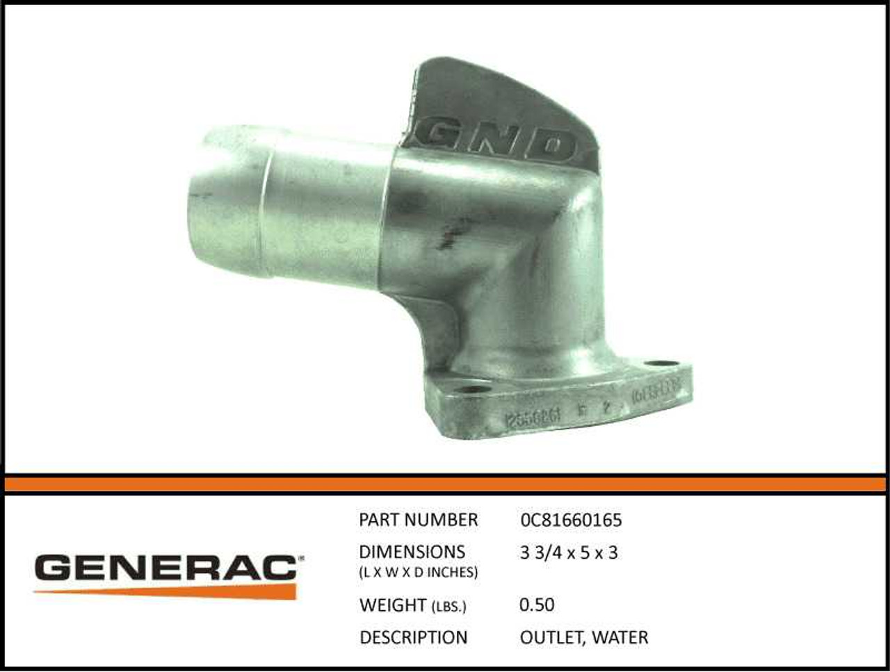 Generac 0C81660165 Water Outlet
