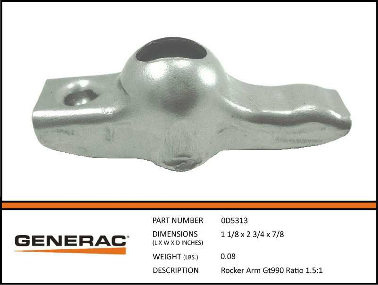 Generac 0D5313 Rocker Arm with Specs