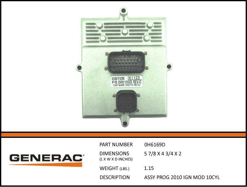 Generac 0H6169D Ignition Module Controller PCB Assembly with Specs