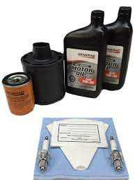 Generac 0J57660SSM Maintenance Kit with oil, filters, and spark plugs