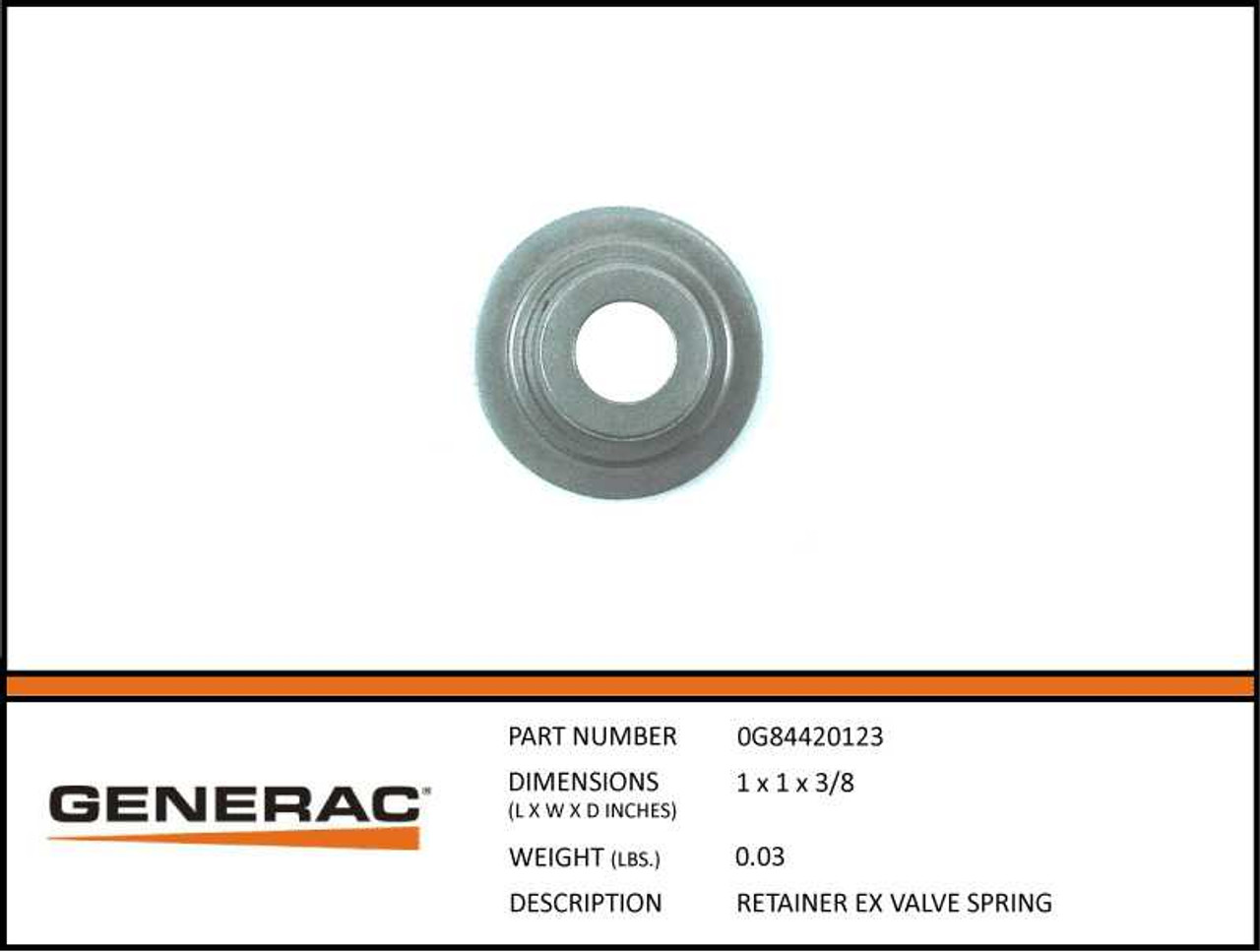 Generac 0G84420123 Valve Spring Retainer with Specs