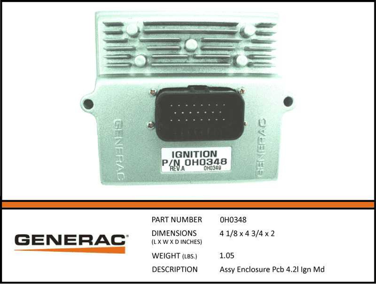 Generac 0H0348 Ignition Module PCB Assembly Enclosure