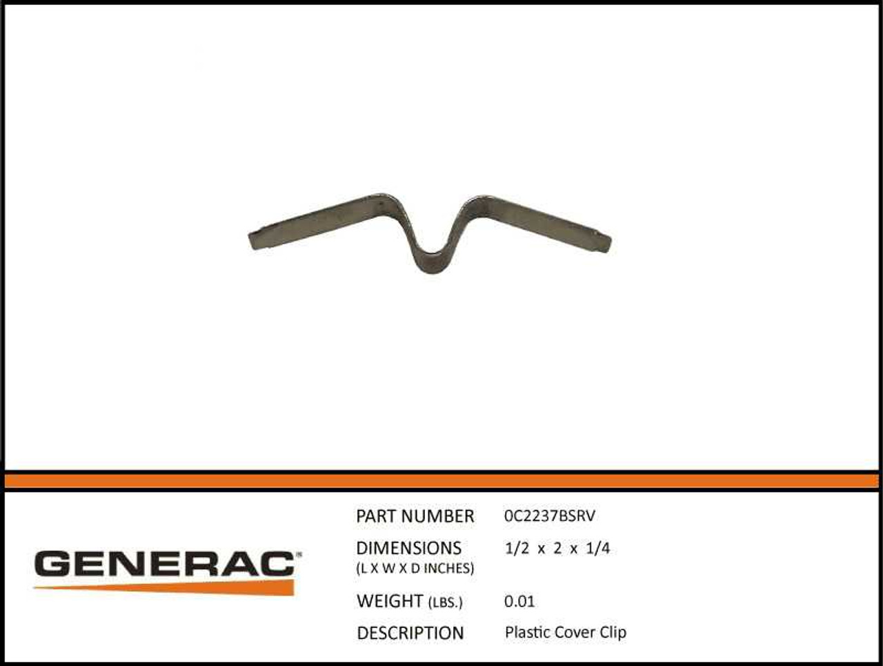 Generac 0C2237BSRV Plastic Cover Clip Generator Part