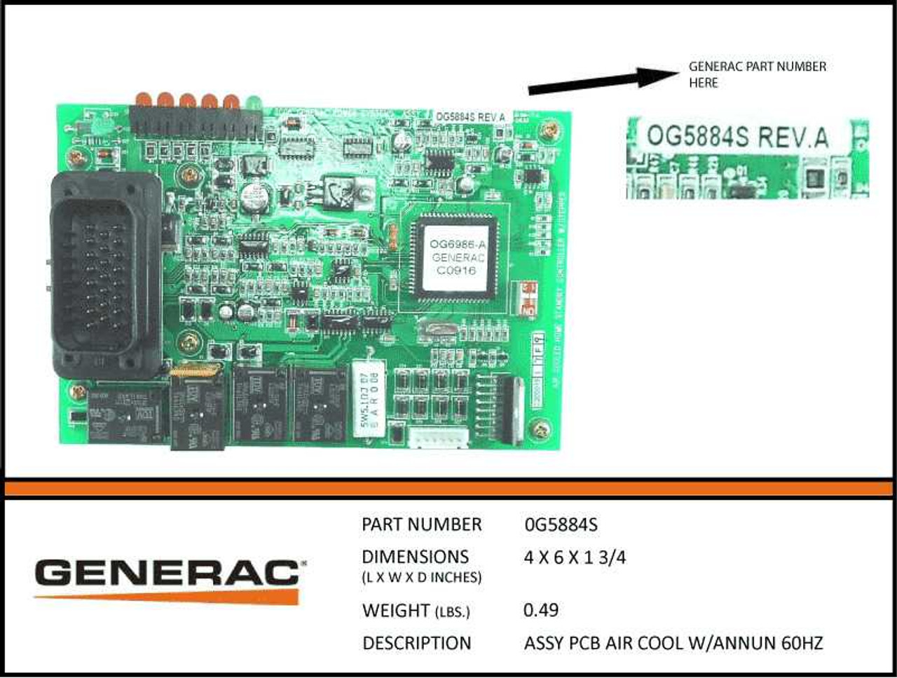 Generac 0G5884S 60 Hz Air Cool Assembly