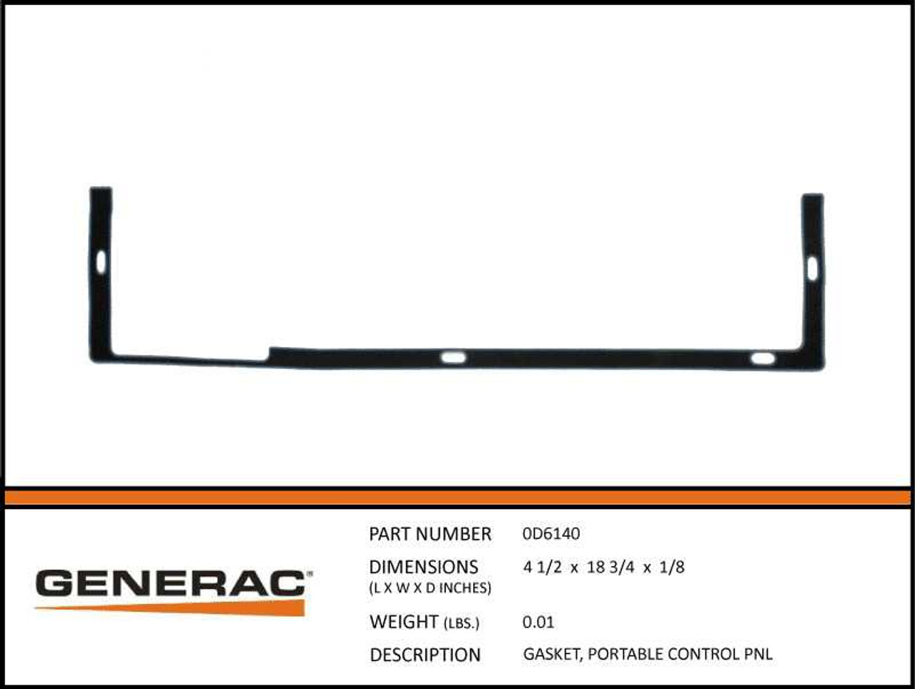 Generac 0D6140 Portable Control PNL Gasket