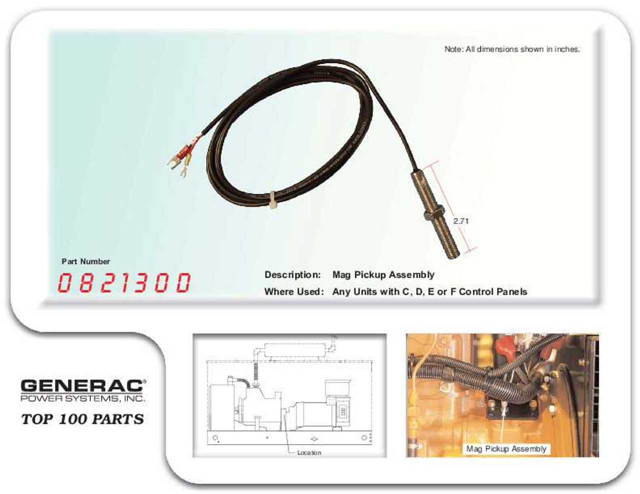 Generac 082130D 72" Mag Pickup Assembly with Diagram