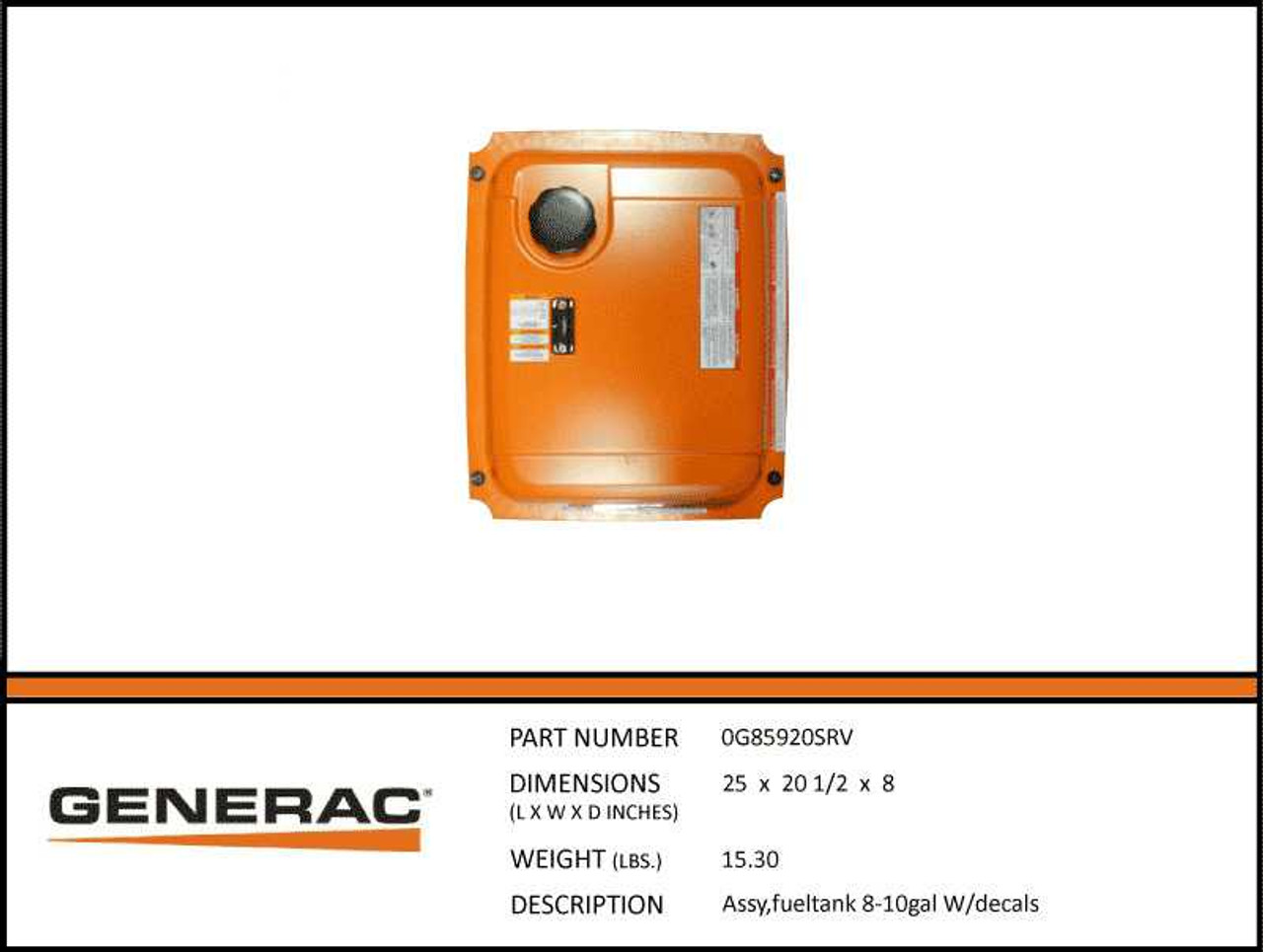 Generac 0G85920SRV Generator Fuel Tank