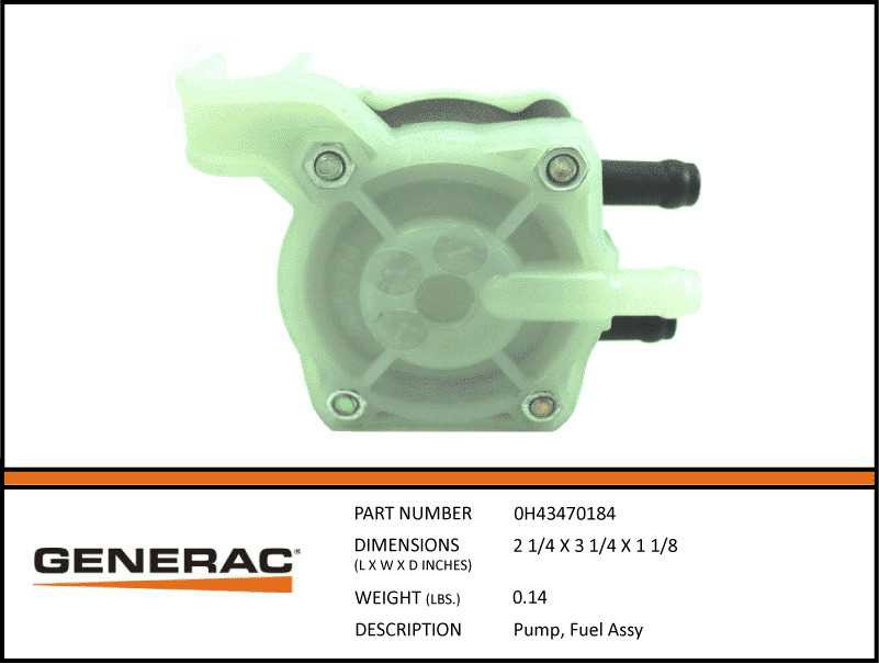 Generac 0H43470184 Fuel Pump Assembly
