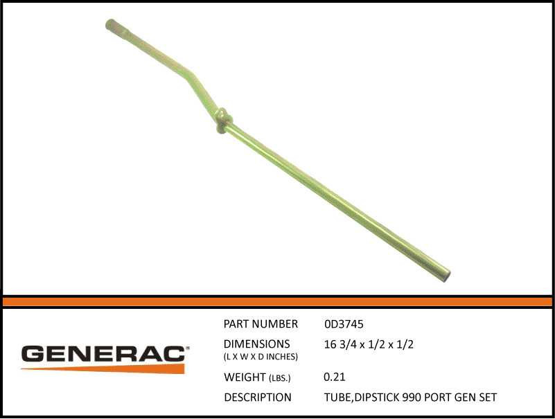 Generac 0D3745 Dipstick Tube
