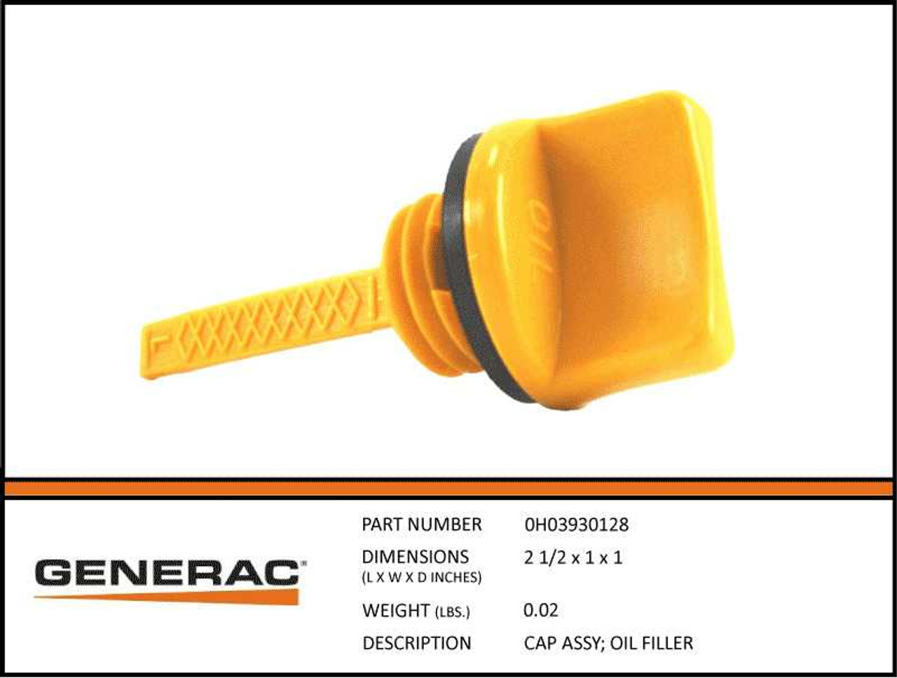 Generac 0H03930128 Oil Filler Cap Assembly