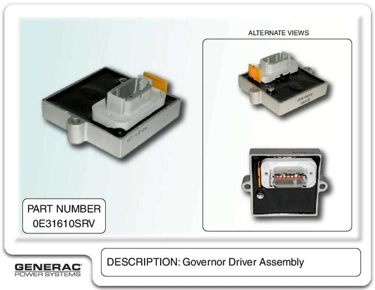 Generac 0E31610SRV Bosch Actuator Governor Driver Pcb with Specs