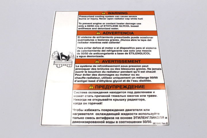 Decal Warn Coolant Etyl Gl Qd