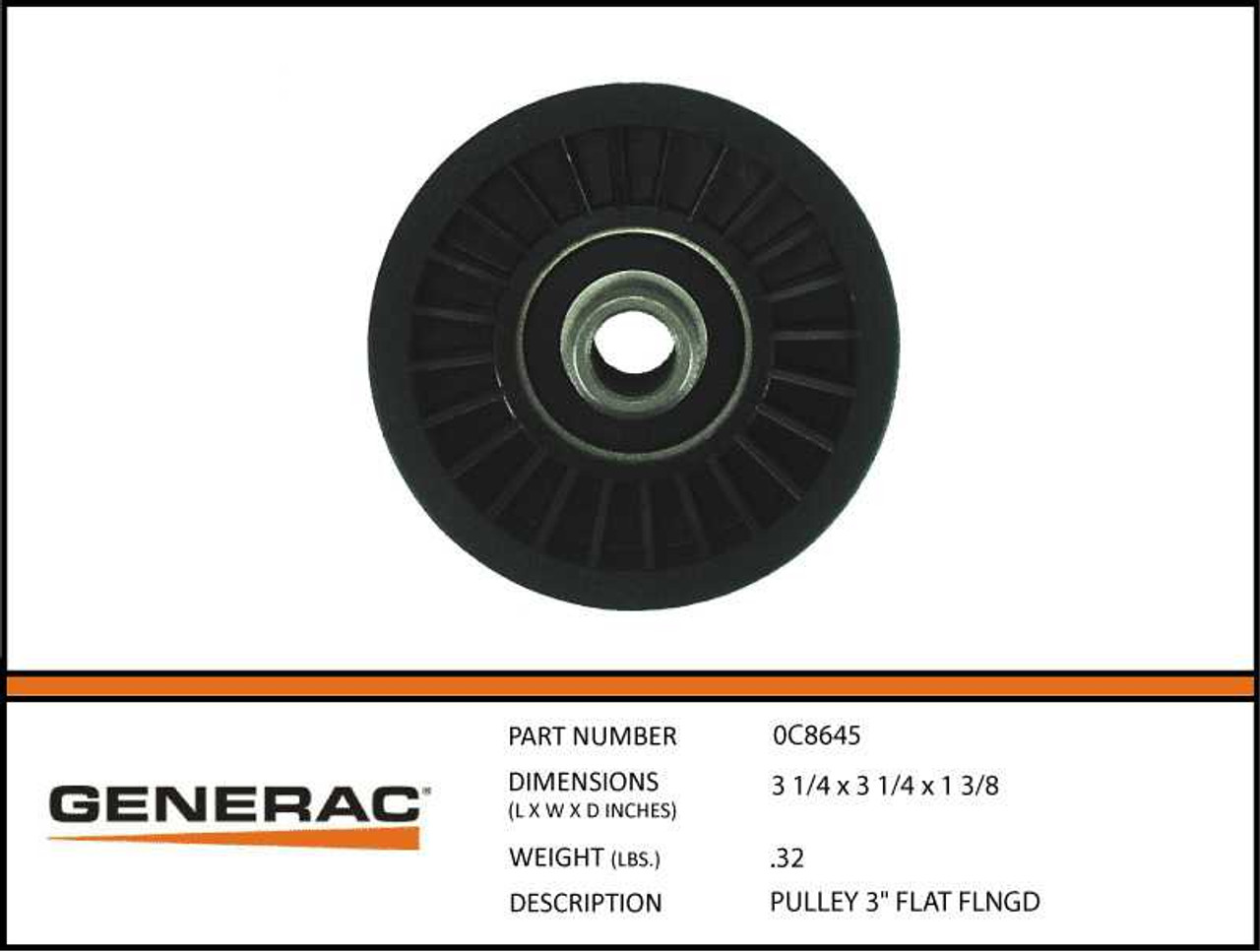 Generac 0C8645 Generator Engine 3" Rotor Stator Flat Pulley