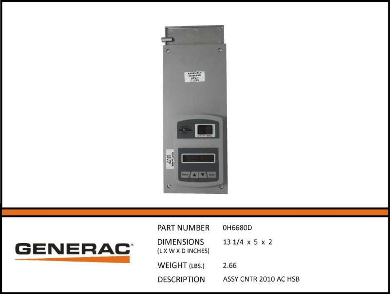 Generac 0H6680D Nexus Control Panel with Specs