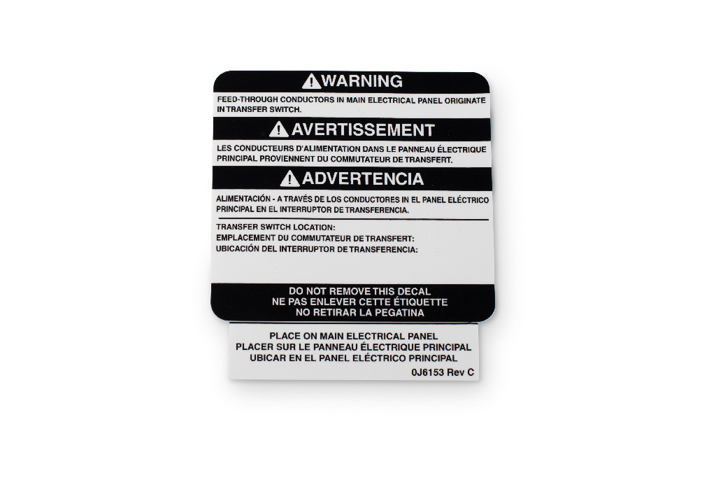 Generac 0J6153 Through Conductors Warning Decal