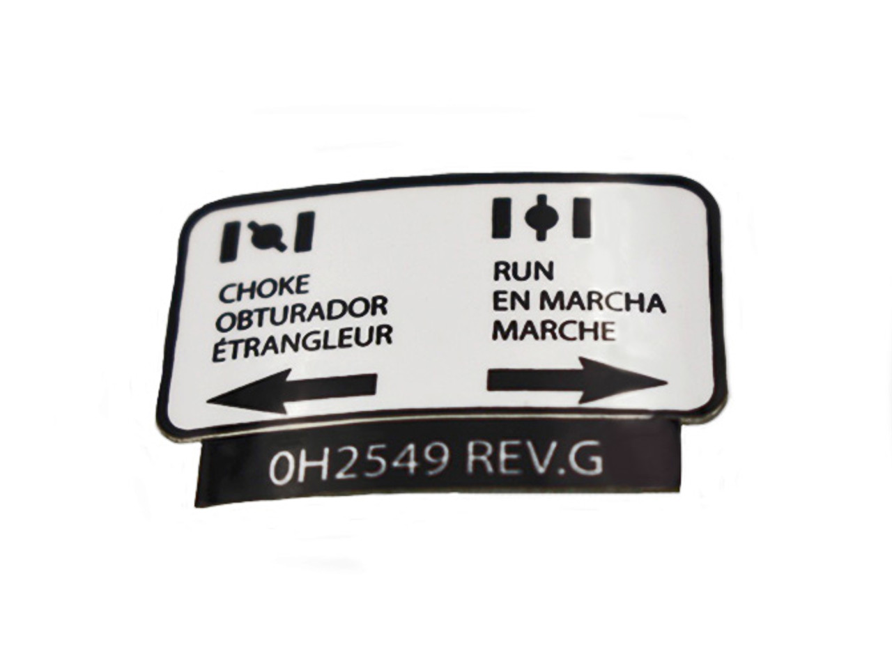 Generac 0H2549 Tri-Lingual Choke Decal for Generator