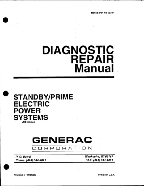 Generac 079247 Diagnostic Repair Manual