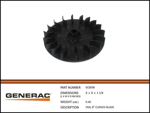 Generac 0C8096 Curved Blade Fan with specs