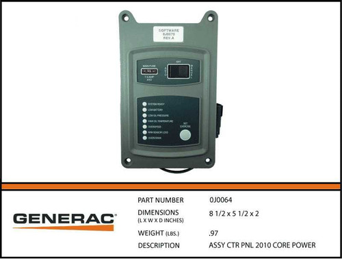 Generac 0J0064 Core Power Control Panel with Specs
