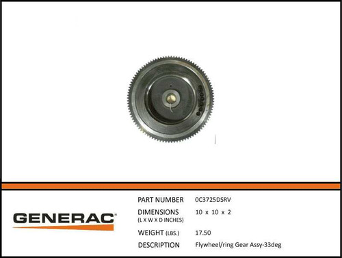 Generac 0C3725DSRV Flywheel and Ring Gear Assembly with specs