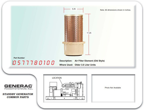 Generac G0577780100 Air Filter Element
