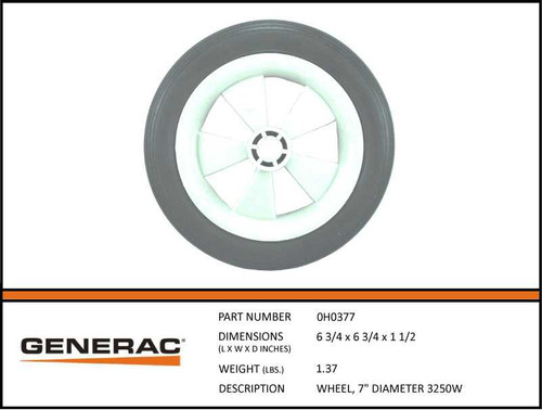Generac 0H0377 7" Diameter 3250W Wheel