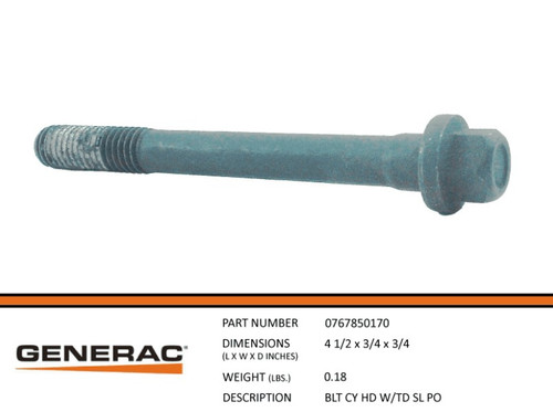 Generac G0767850170 Blt Cy Hd W/Td Sl Po