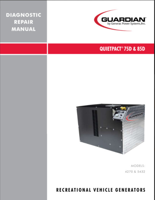 Generac 0F4996 Diagnostic Repair Manual for Quietpact 75D and 85D