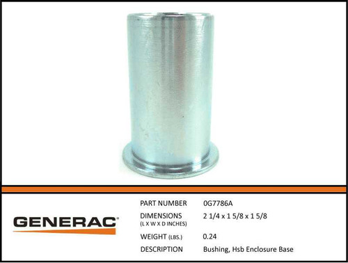 Generac 0G7786A HSB Enclosure Base Bushing with specs