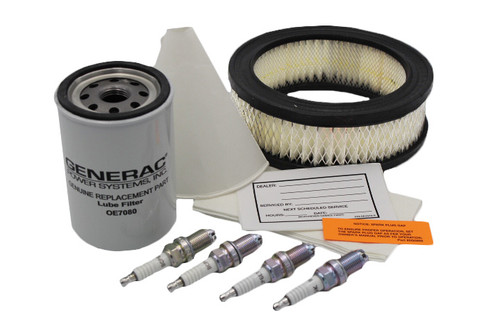 Generac 0G0207A0SM 1.6 L G11 Maintenance Kit with air filter, oil filter, and spark plugs