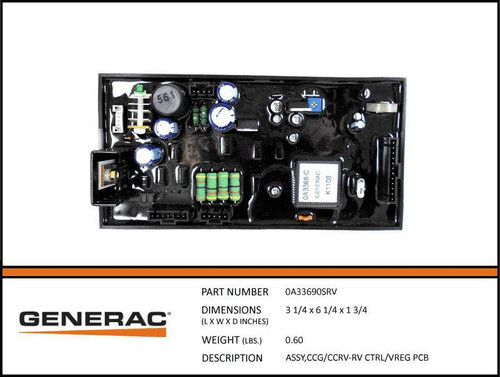 Generac 0A33690SRV Assy Ccg/Ccrv Rv Ctrl/Vreg Pcb