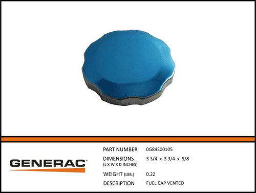 Generac 0G84300105 Generator Vented Fuel Cap