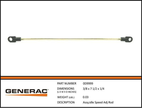 Generac 0D9999 Idle Speed Rod Assembly with specs