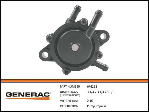 Generac 0F6263 Impulse Fuel Pump with specs