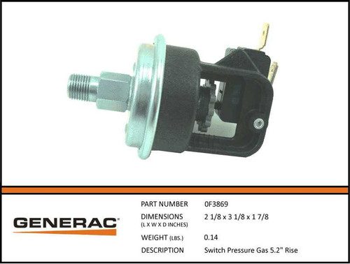 Generac 0F3869 Low Fuel Pressure Gas Switch