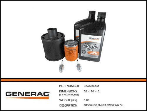 Generac 0J57660SSM Maintenance Kit with specs