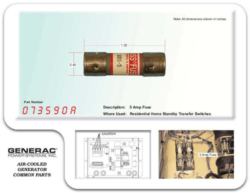 Generac 073590A Buss Fuse Spec Sheet