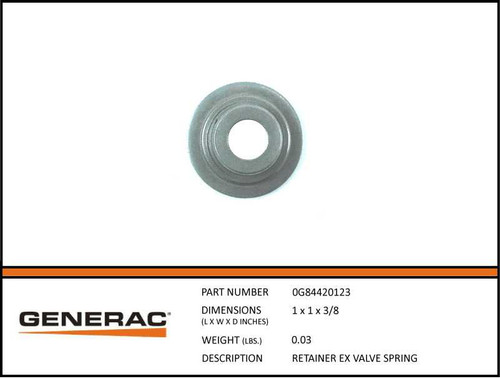 Generac 0G84420123 Valve Spring Retainer with Specs