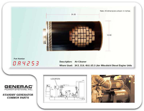 Generac 0A4253 Air Cleaner Eco Spec Sheet