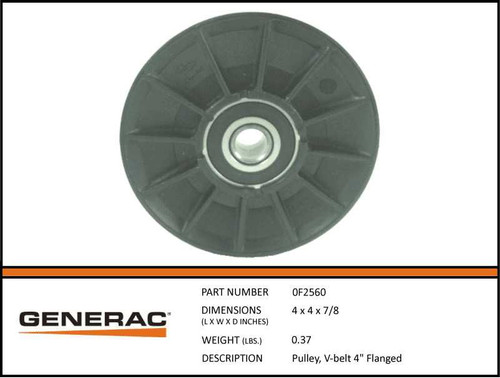 Generac 0F2560 V-Belt Pulley with Specs