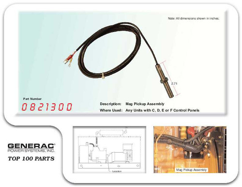 Generac 082130D 72" Mag Pickup Assembly with Diagram